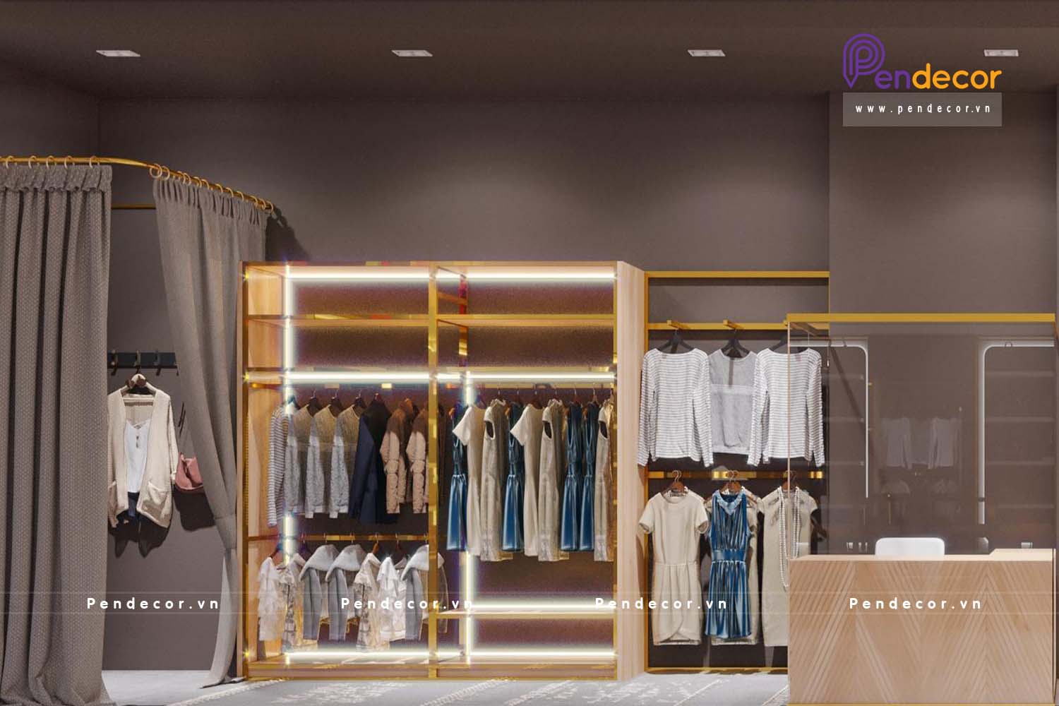 Mẫu tủ đựng túi xách làm từ thép kết hợp kính