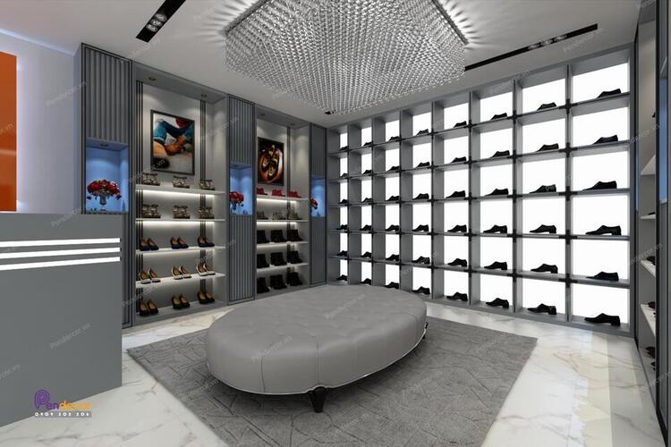 thiết kế nội thất showroom giày Pendecor