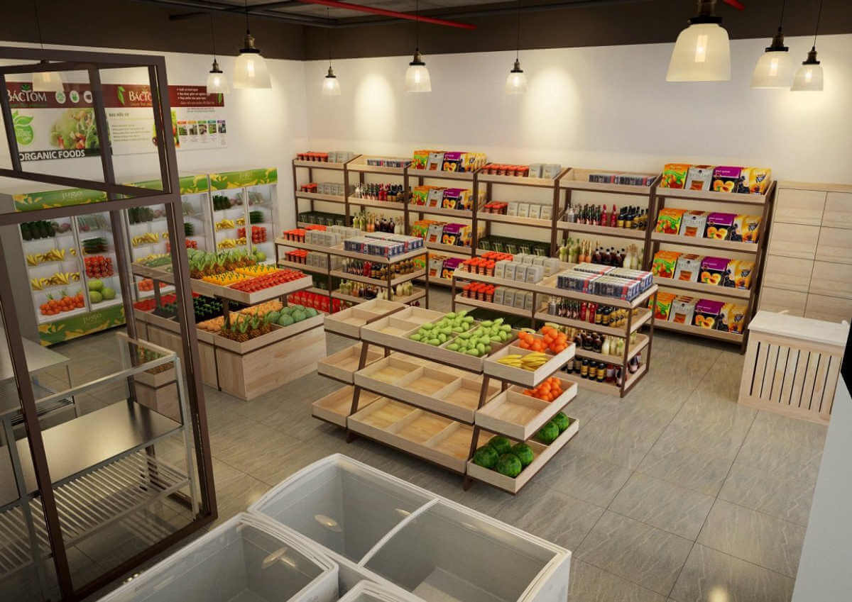 Cửa hàng tạp hóa thiết kế đơn giản, ưu tiên không gian bày trí sản phẩm