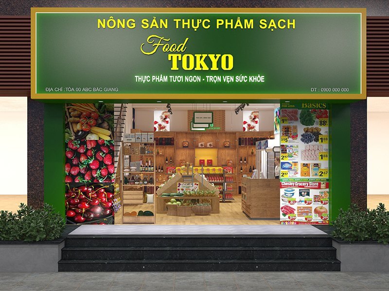 Thiết kế mặt tiền siêu thị mini tối giản