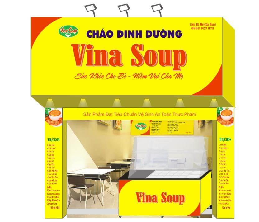 Thiết kế cửa hàng cháo dinh dưỡng nhỏ, đơn giản