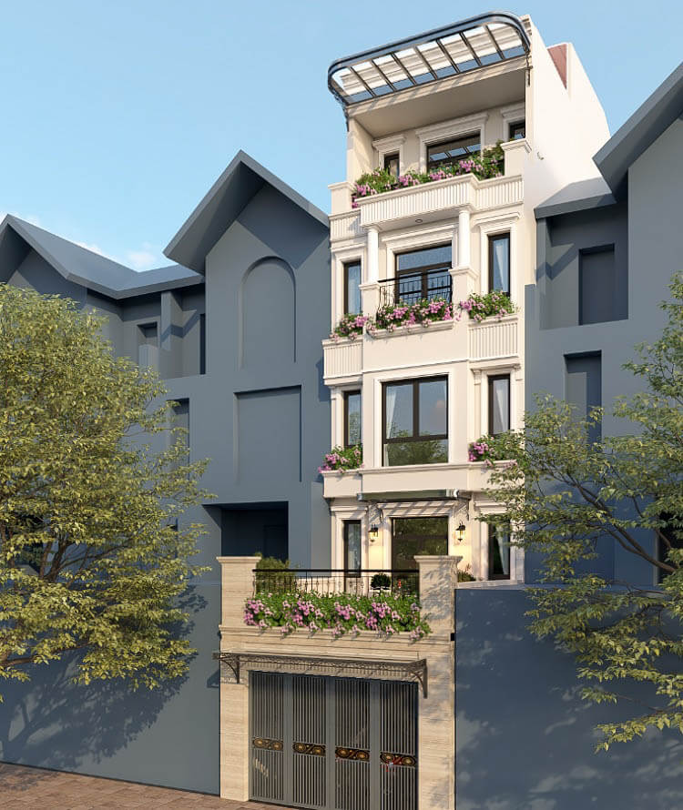 mẫu mặt tiền nhà 5 tầng đẹp không thể mắt