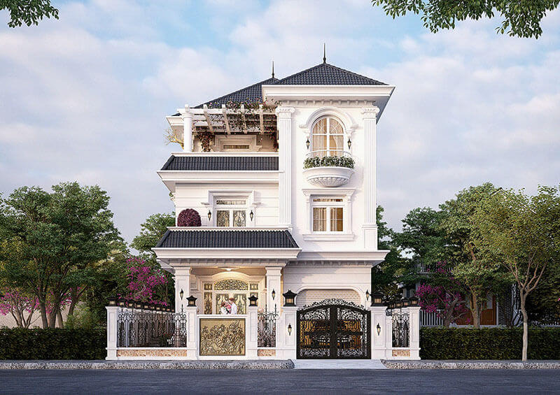 Mặt tiền nhà đẹp 3 tầng