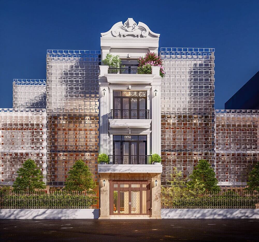 Mặt tiền nhà đẹp 4 tầng