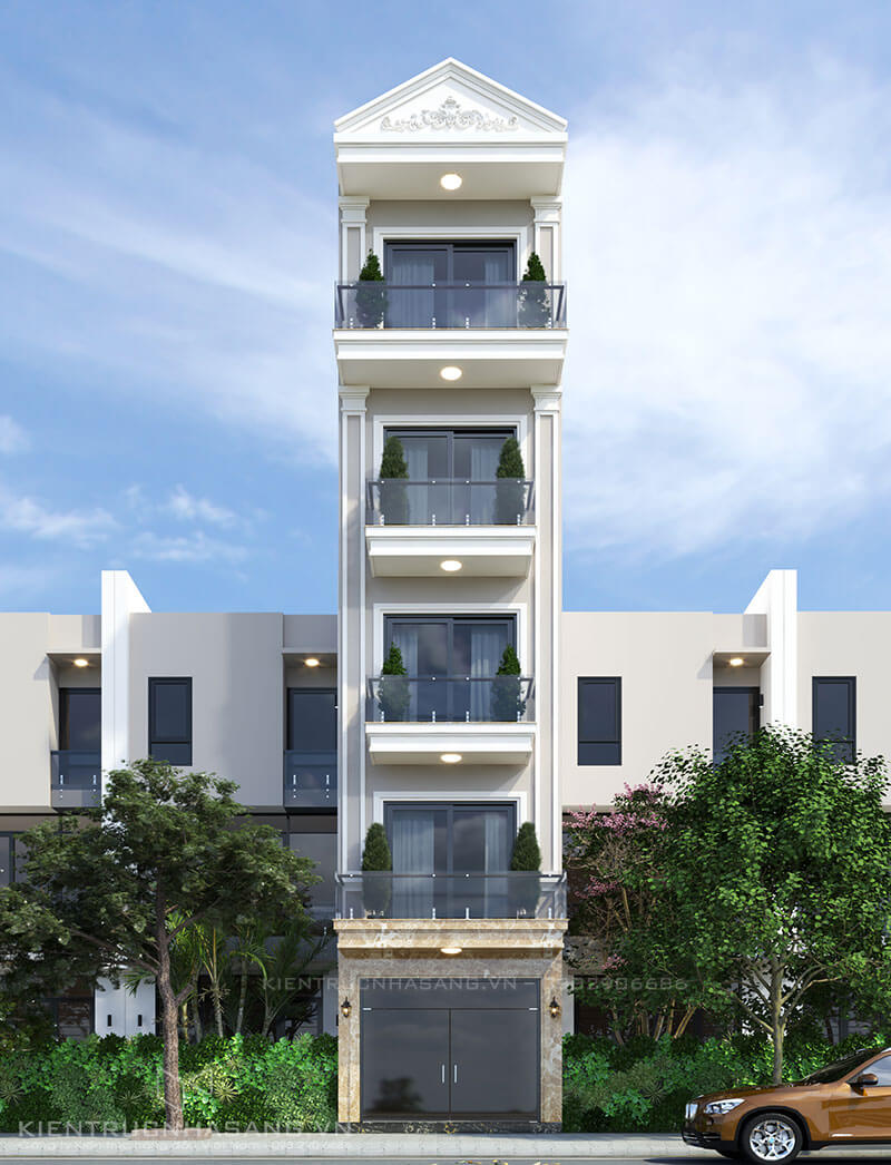 Mặt tiền nhà đẹp 5 tầng