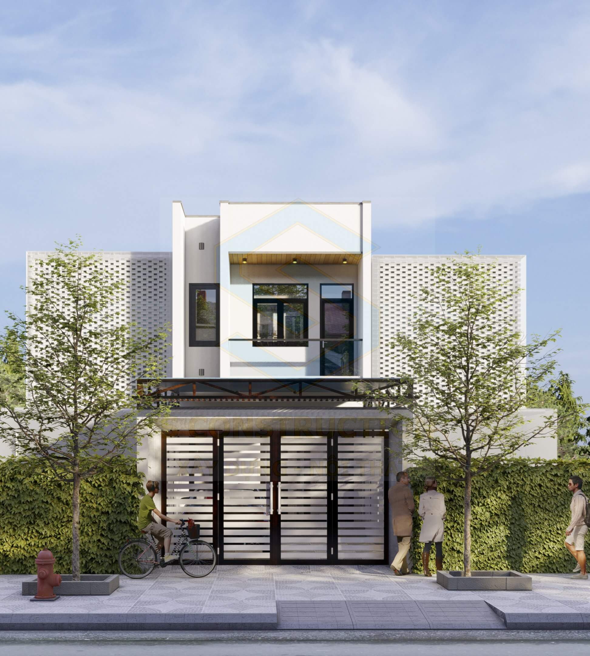 mẫu thiết kế mặt tiền nhà 2 tầng 5m ấn tượng không thể bỏ qua