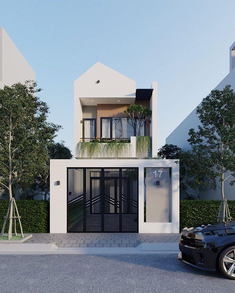 mẫu thiết kế mặt tiền nhà 2 tầng 5m ấn tượng không thể bỏ qua