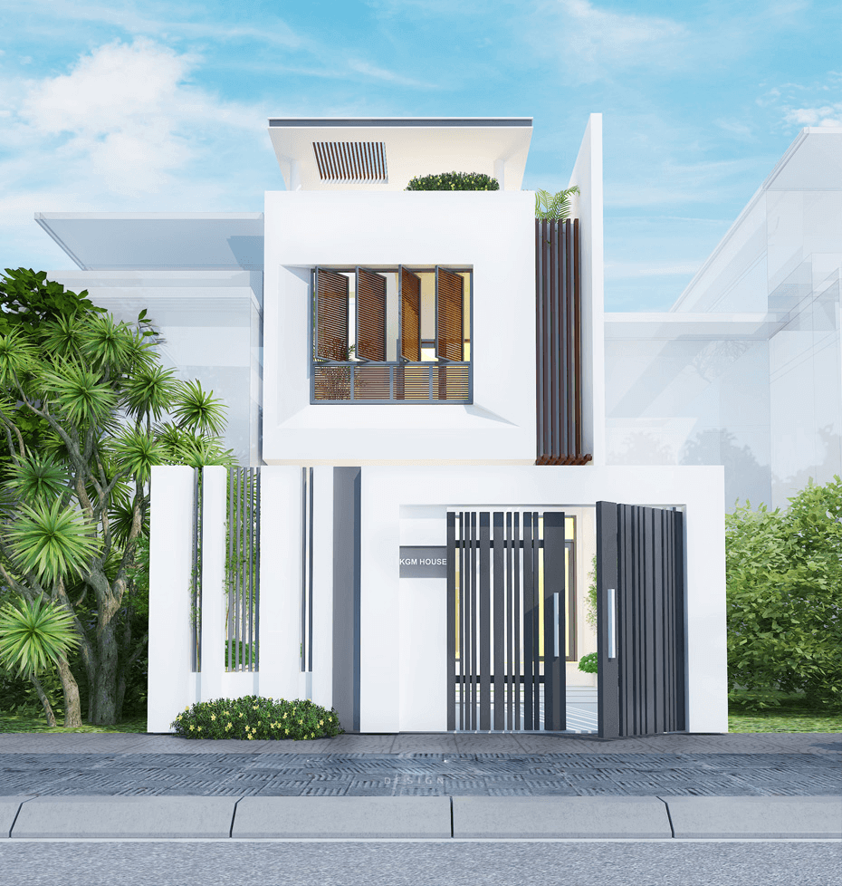 mẫu thiết kế mặt tiền nhà 2 tầng 5m ấn tượng không thể bỏ qua