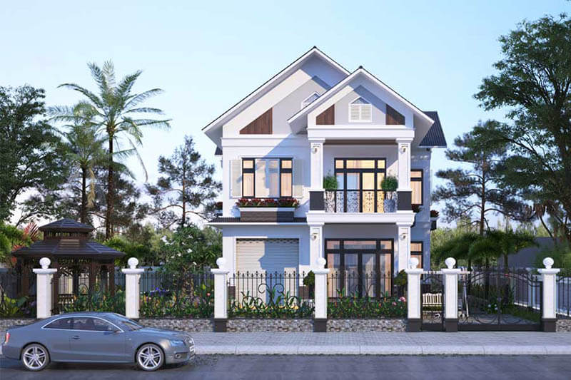 10+ mẫu thiết kế mặt tiền nhà 2 tầng mái Thái ấn tượng, hợp thời