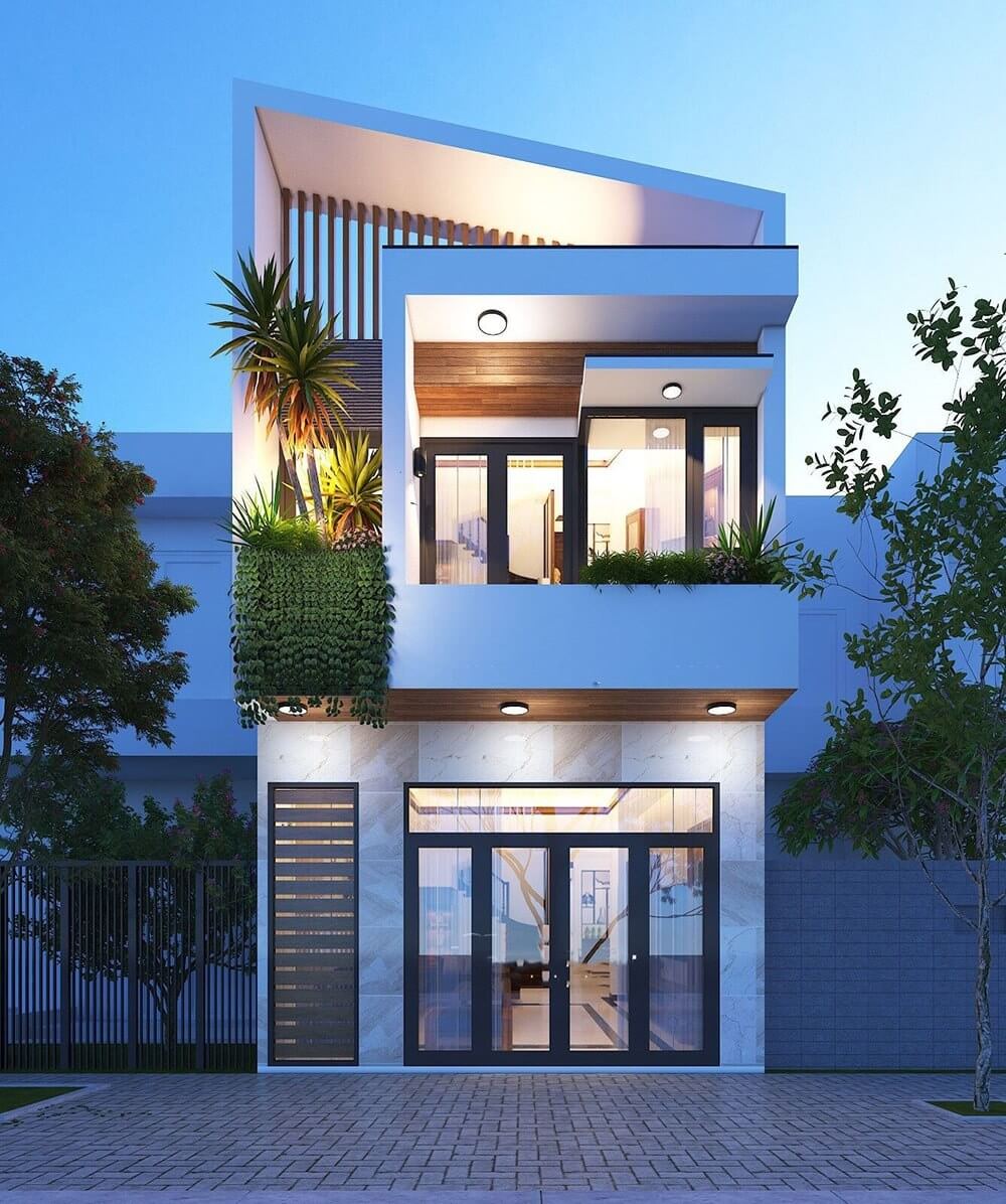 Xu hướng trang trí mặt tiền nhà 2 tầng mới nhất