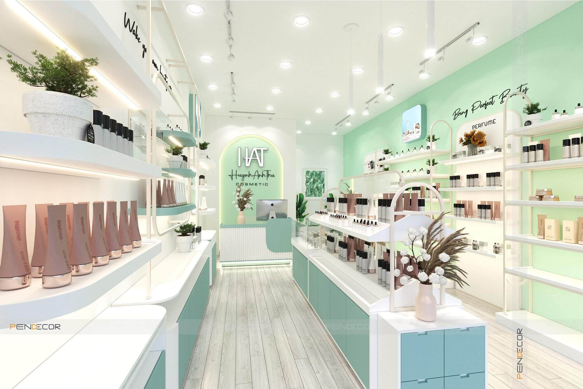 nội thất cửa hàng mỹ phẩm Pendecor