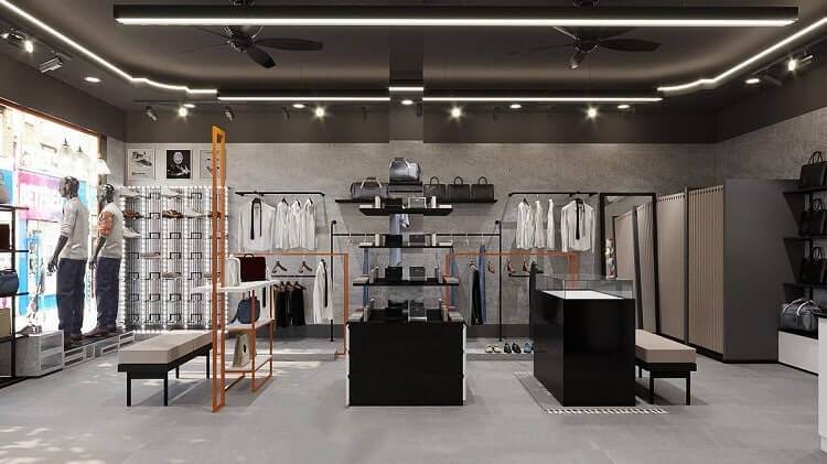 thiết kế shop quần áo nam đơn giản pendecor