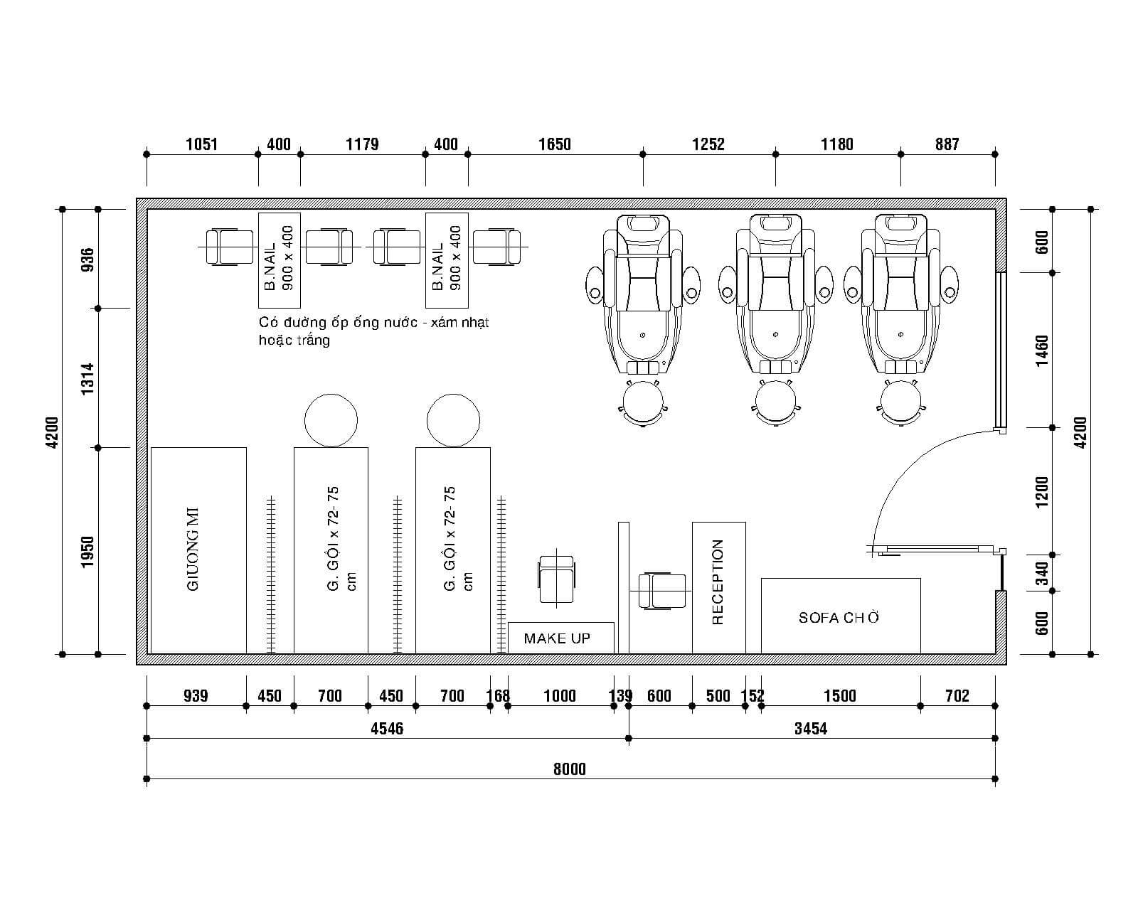 thiết kế tiệm nail nhỏ đẹp Pendecor