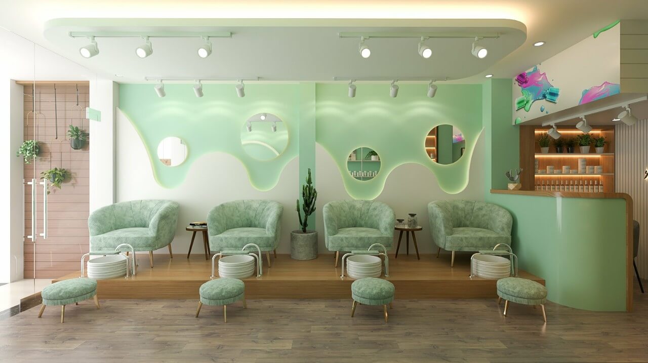 thiết kế tiệm nail nhỏ Pendecor