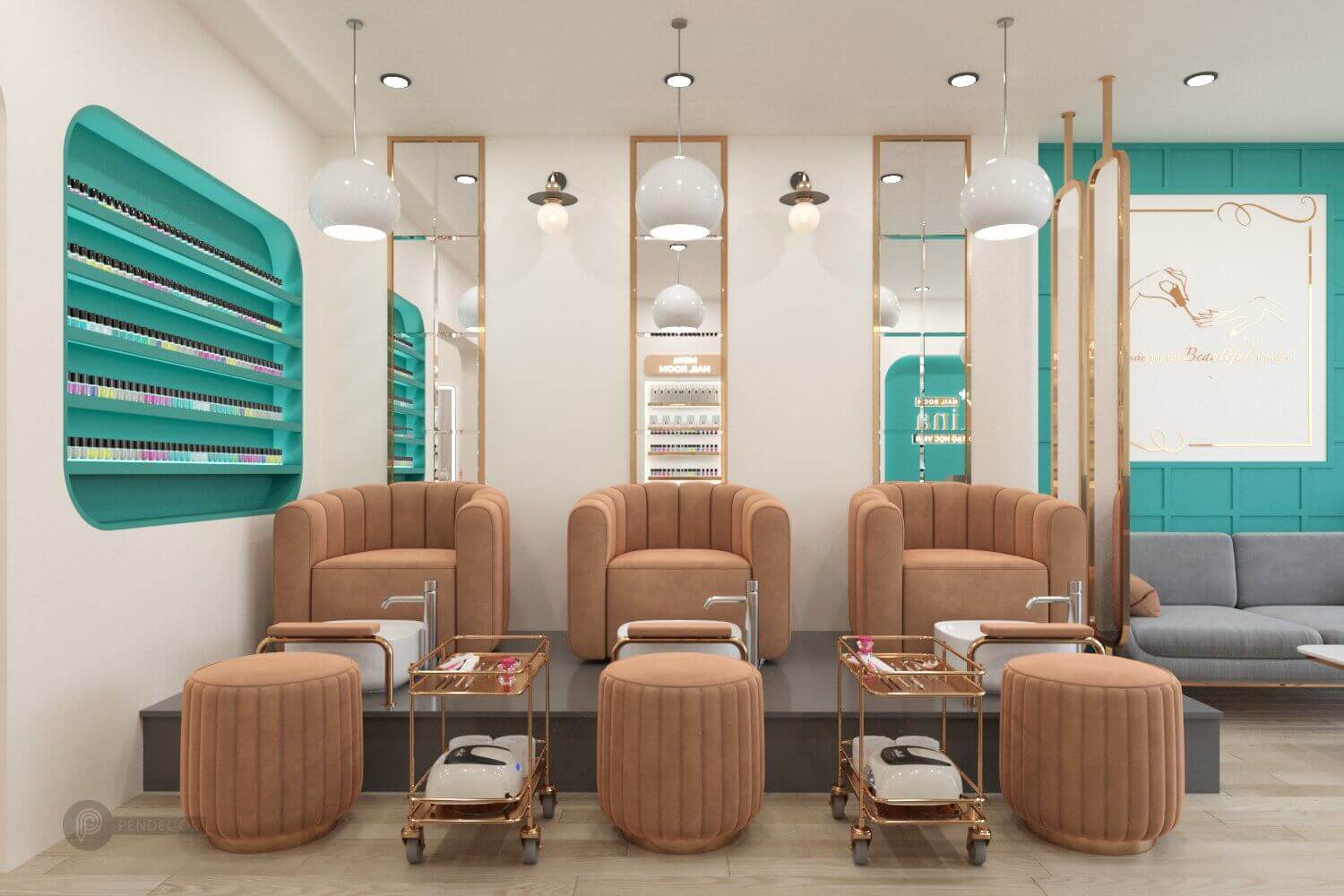 thiết kế phòng nail nhỏ Pendecor