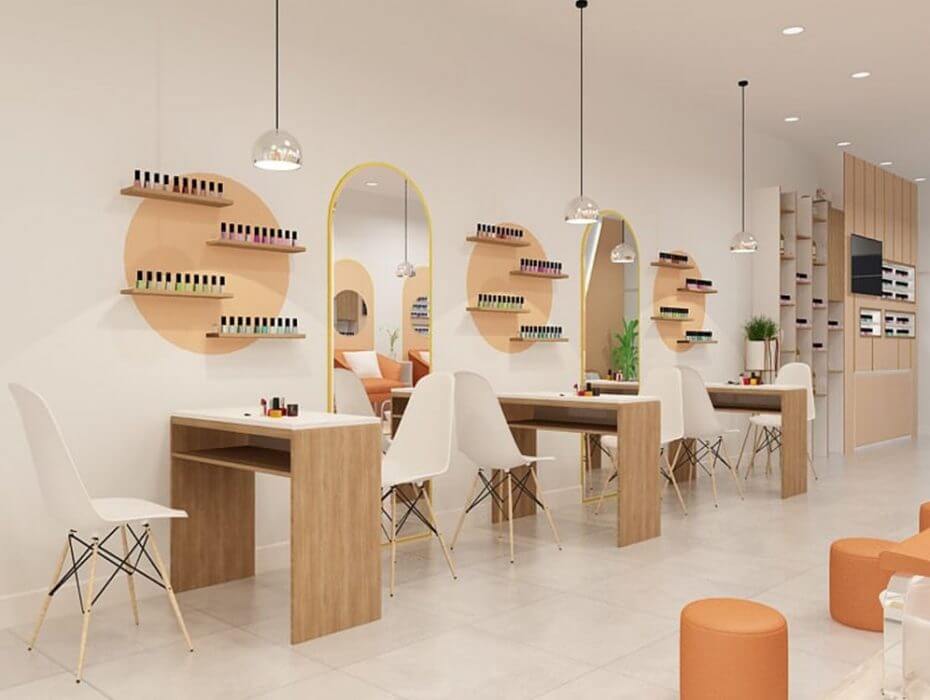 thiết kế tiệm nail nhỏ đẹp Pendecor.vn