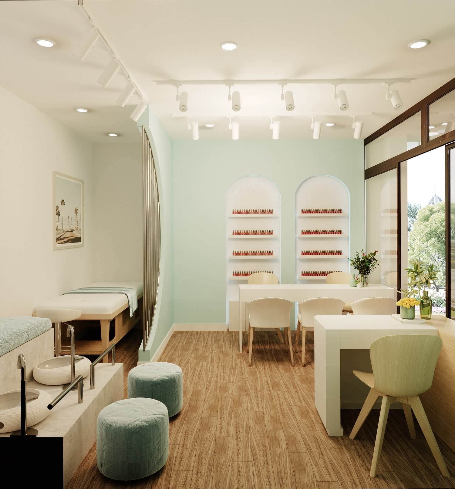 cách trang trí tiệm nail nhỏ đẹp Pendecor