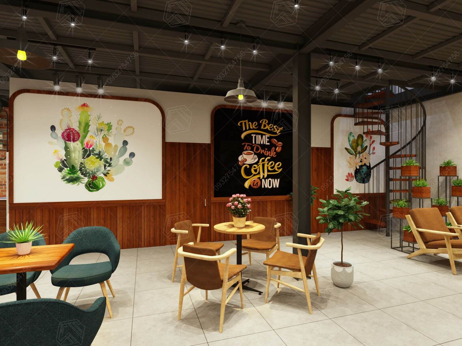 thiết kế quán cafe ăn sáng