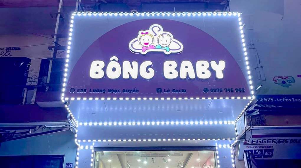 thiết kế bảng hiệu shop mẹ và bé Pendecor