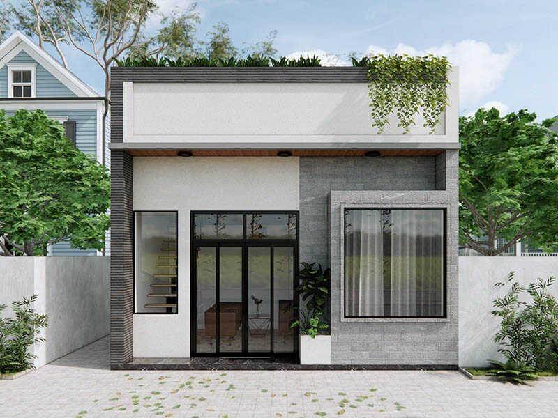 thiết kế mặt tiền nhà ống cấp 4 đẹp