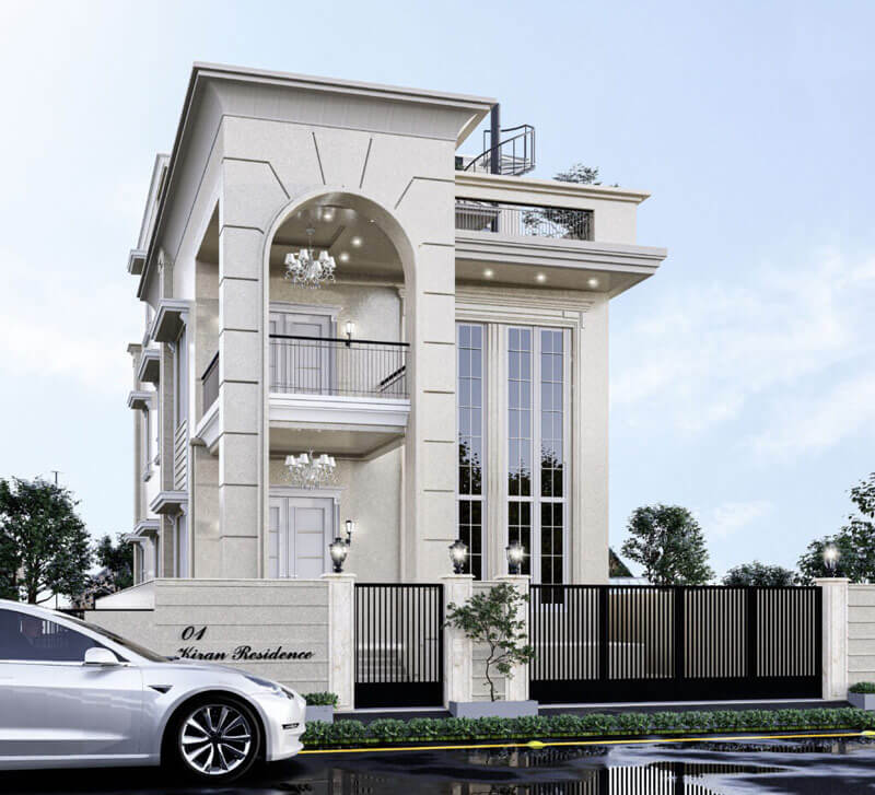 mẫu mặt tiền nhà ống 2 tầng tân cổ điển Pendecor