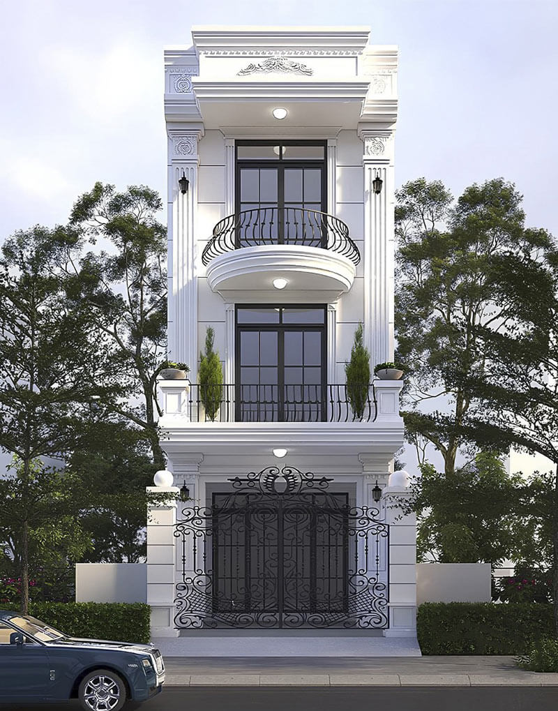mặt tiền nhà ống 2 tầng tân cổ điển Pendecor