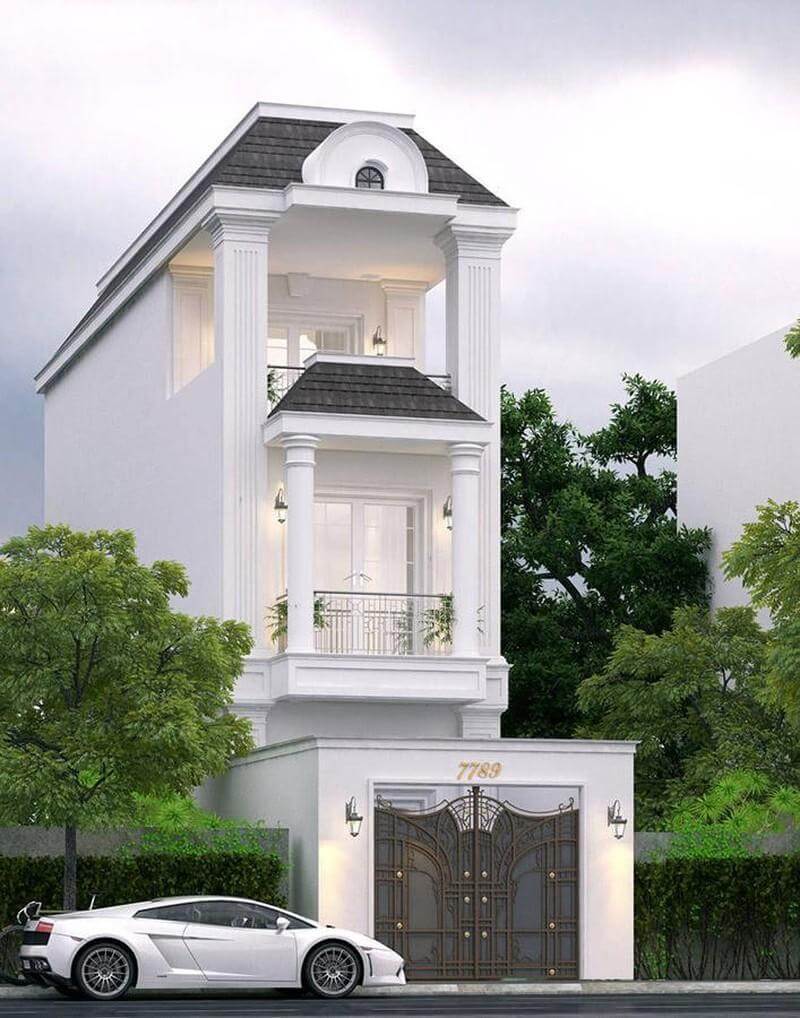 mặt tiền nhà ống 3 tầng tân cổ điển Pendecor