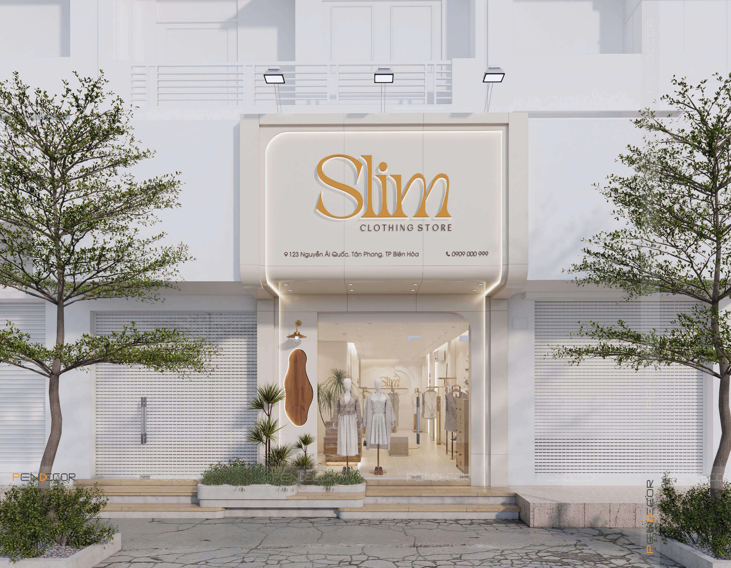 mẫu nhà mặt tiền 4m dài 18m Pendecor