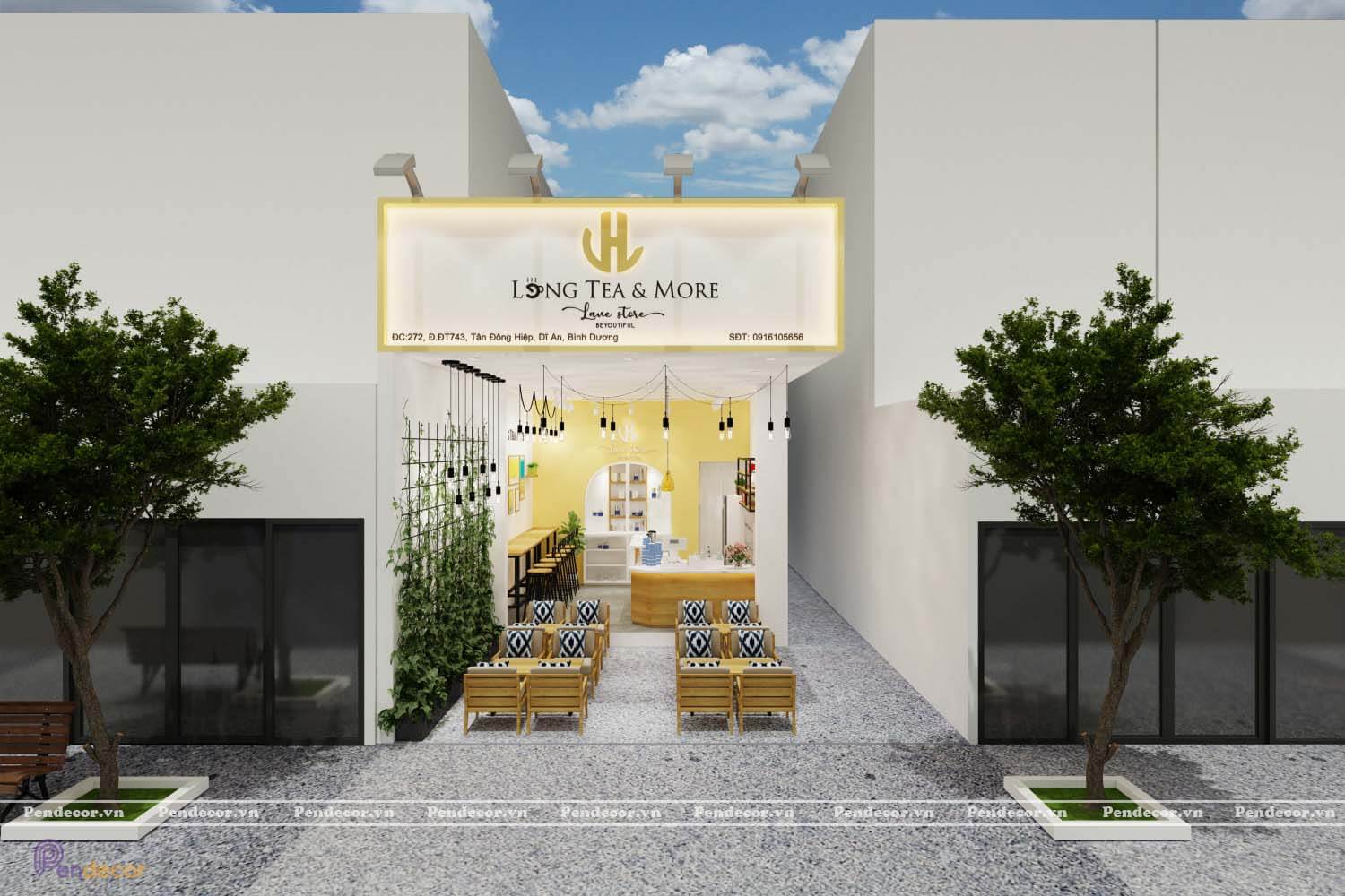 mẫu nhà phố mặt tiền 4m Pendecor