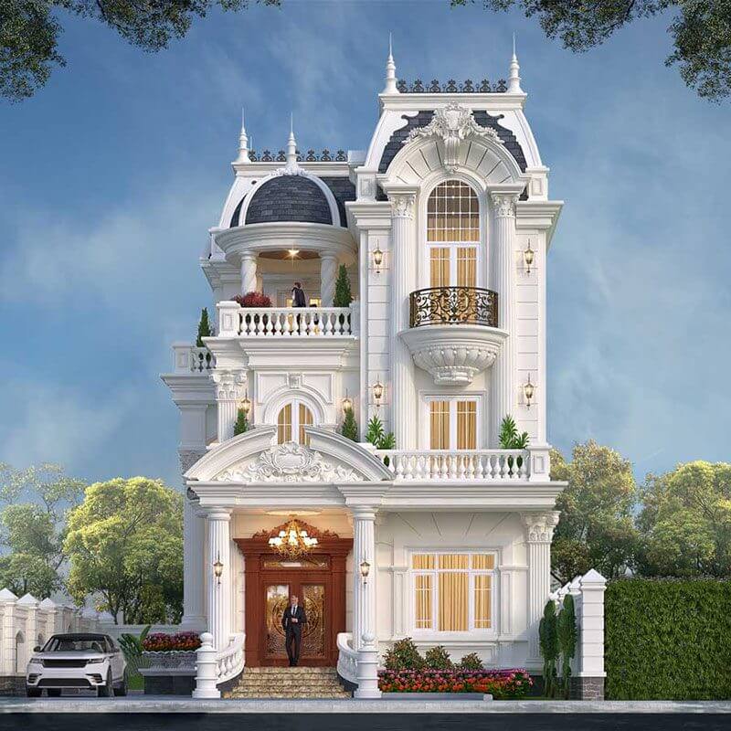 mặt tiền nhà 2 tầng tân cổ điển Pendecor