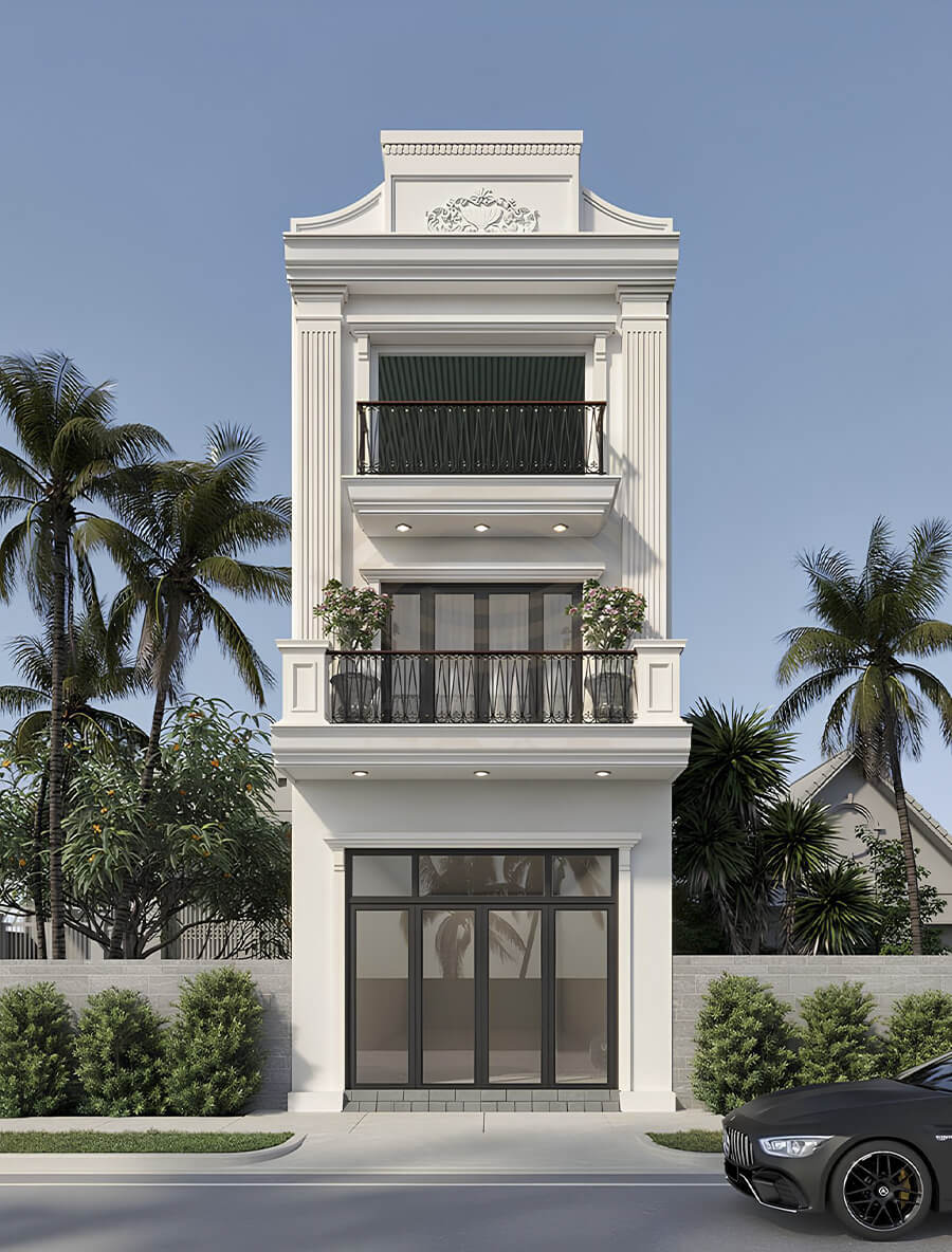 mẫu mặt tiền nhà ống 2 tầng tân cổ điển Pendecor