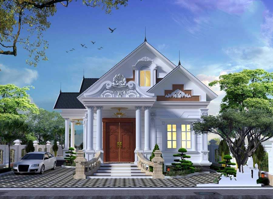 mẫu nhà mặt tiền 5m tân cổ điển Pendecor