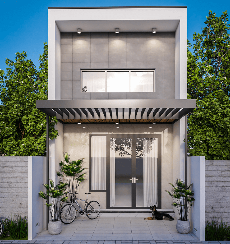 mặt tiền nhà có tầng lửng Pendecor