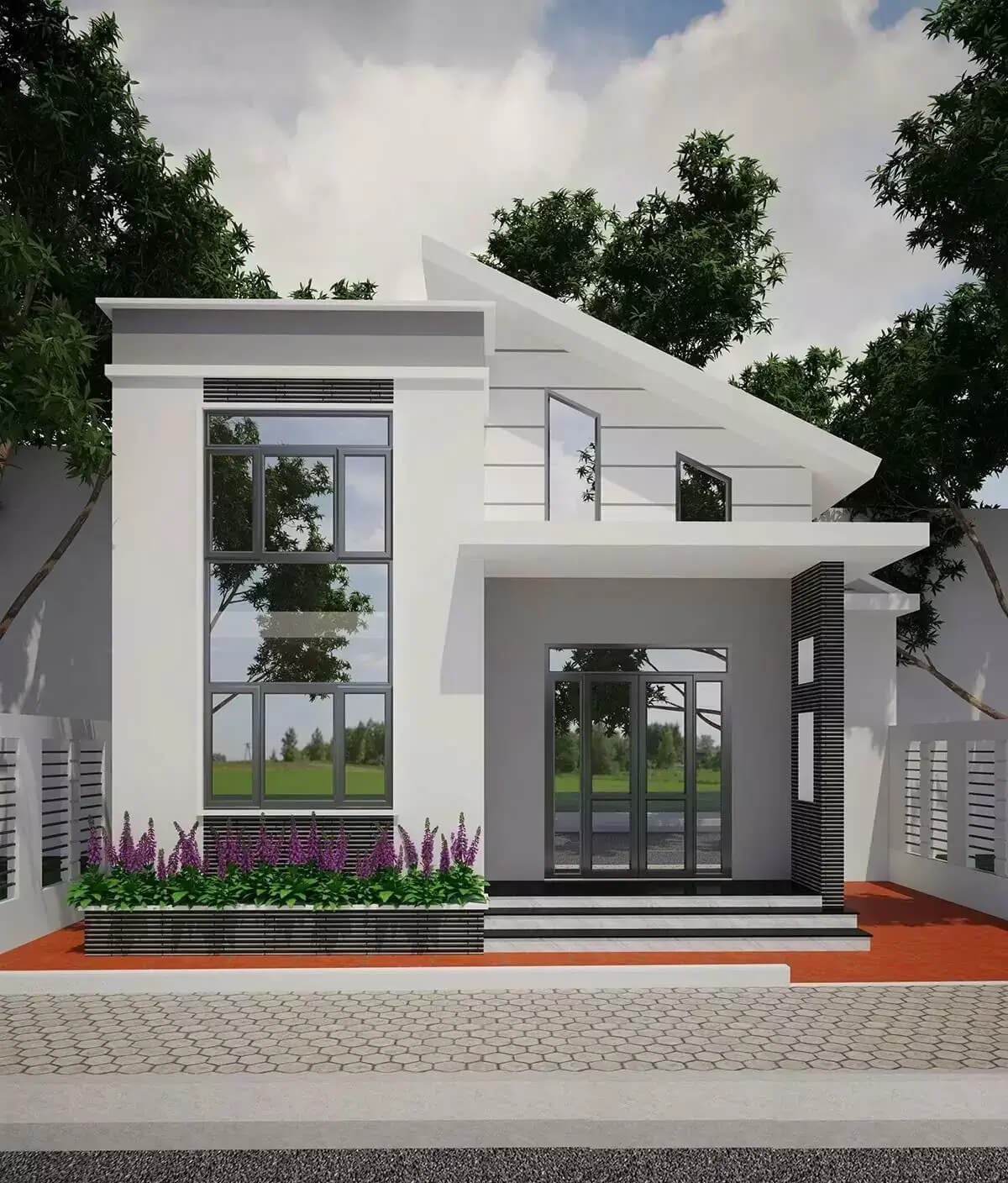 mặt tiền nhà phố có tầng lửng Pendecor