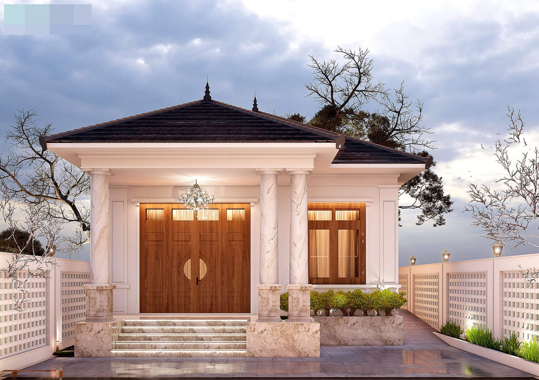 mặt tiền nhà 1 trệt 1 lầu Pendecor