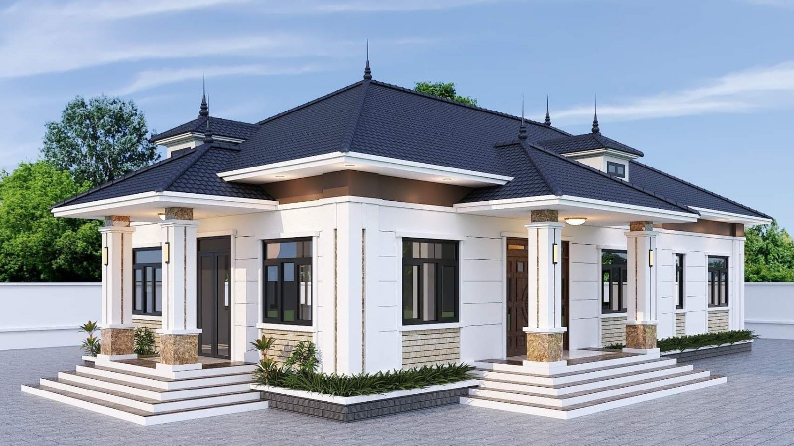 mặt tiền nhà 1 trệt 1 lửng Pendecor