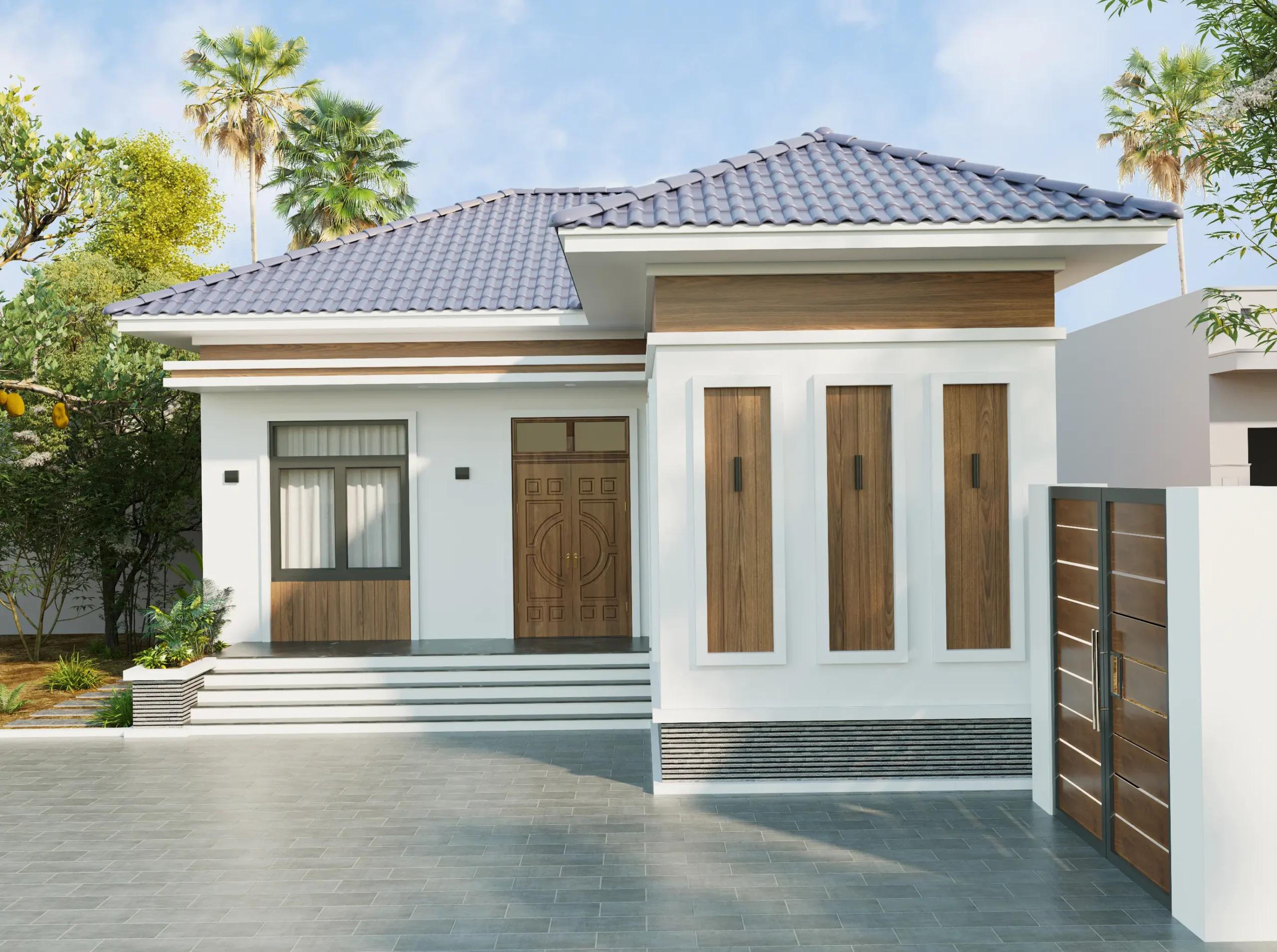 mẫu mặt tiền nhà 1 trệt 1 lầu Pendecor