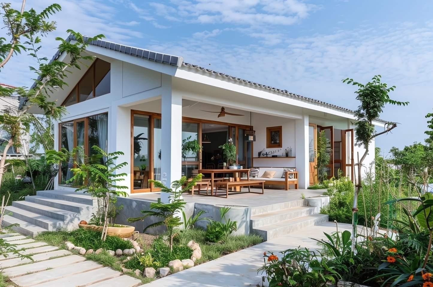 biệt thự nhà vườn 1 tầng 2 mặt tiền