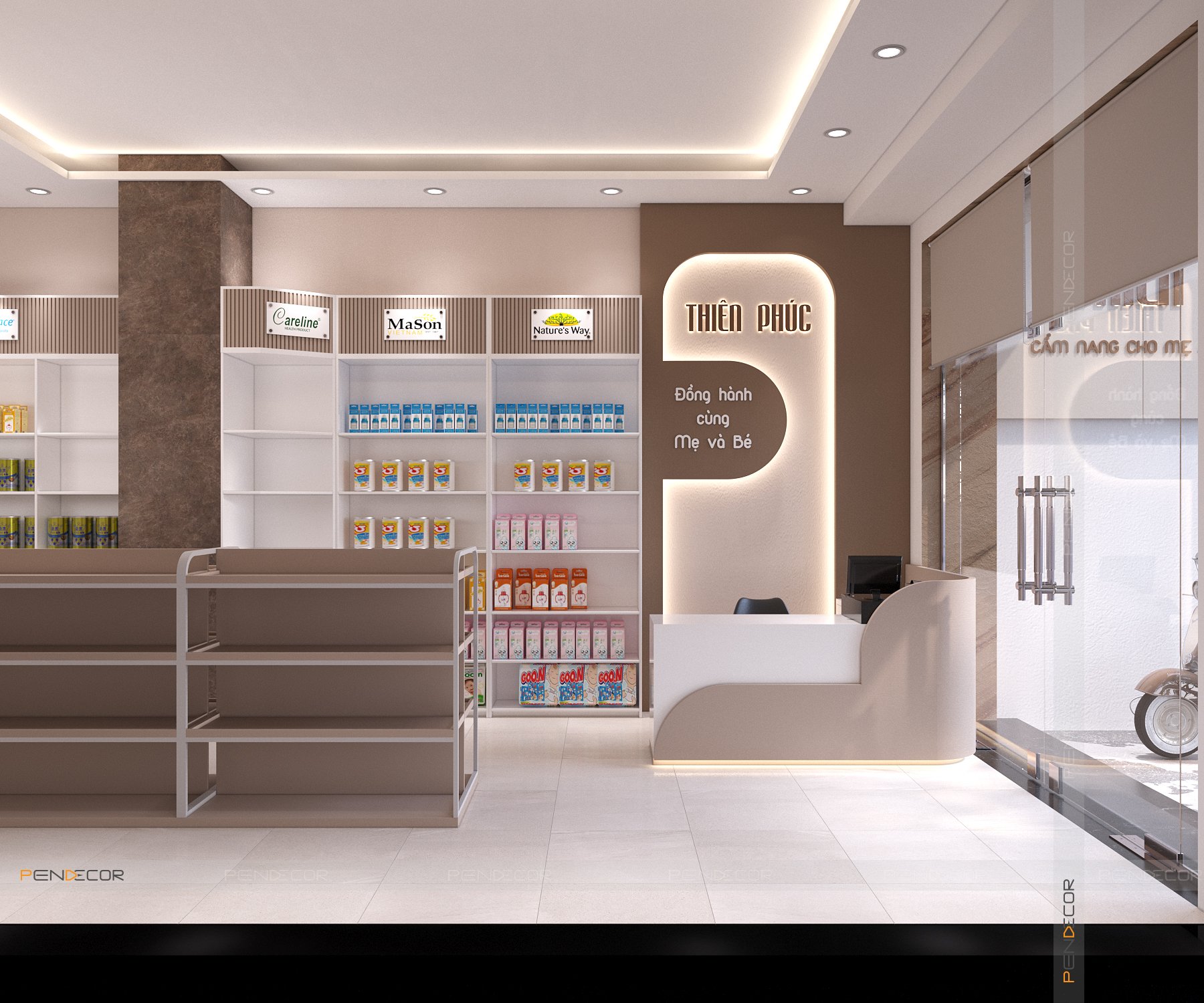 mẫu kệ shop mẹ và bé