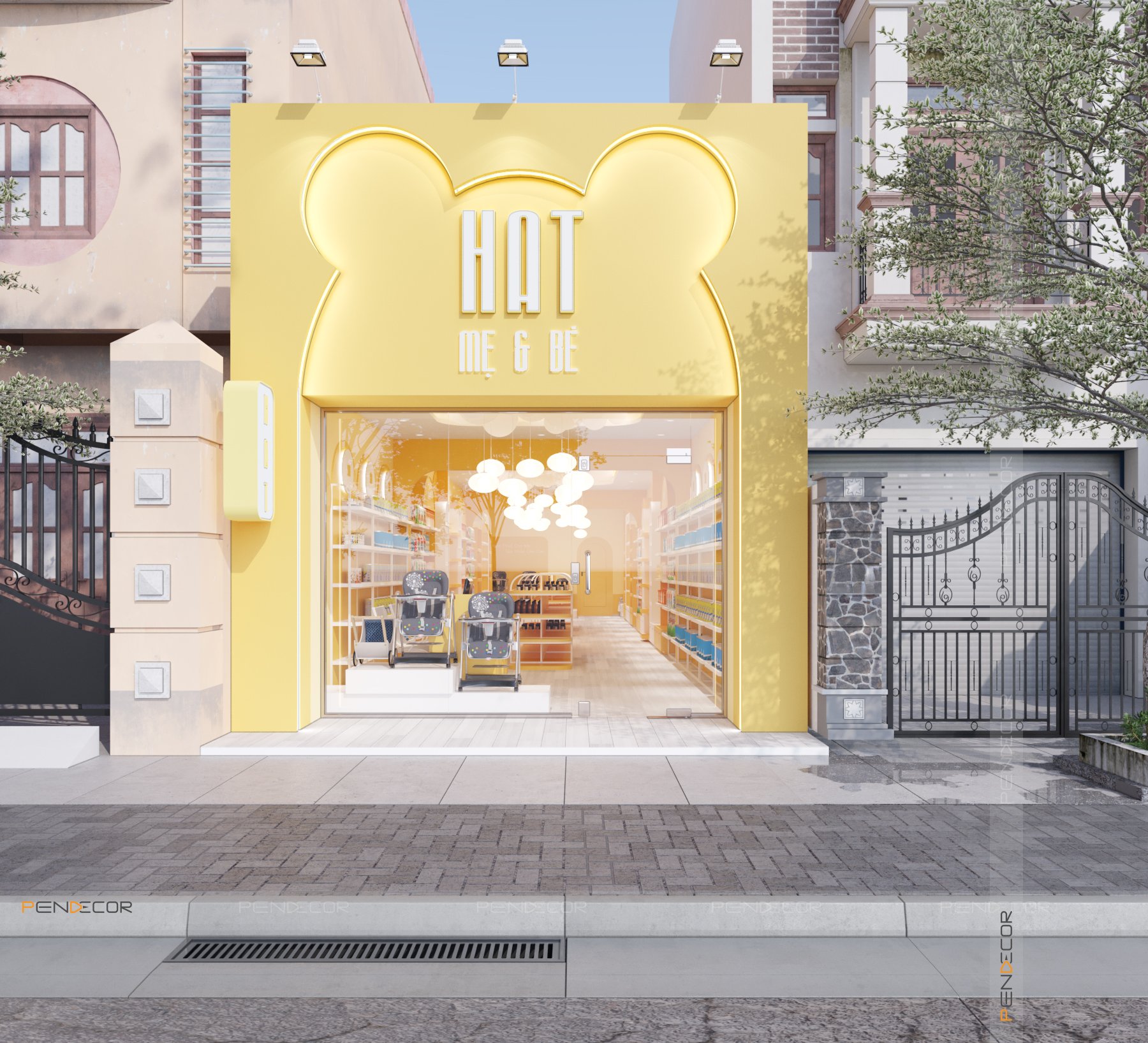 setup cửa hàng mẹ và be Pendecor