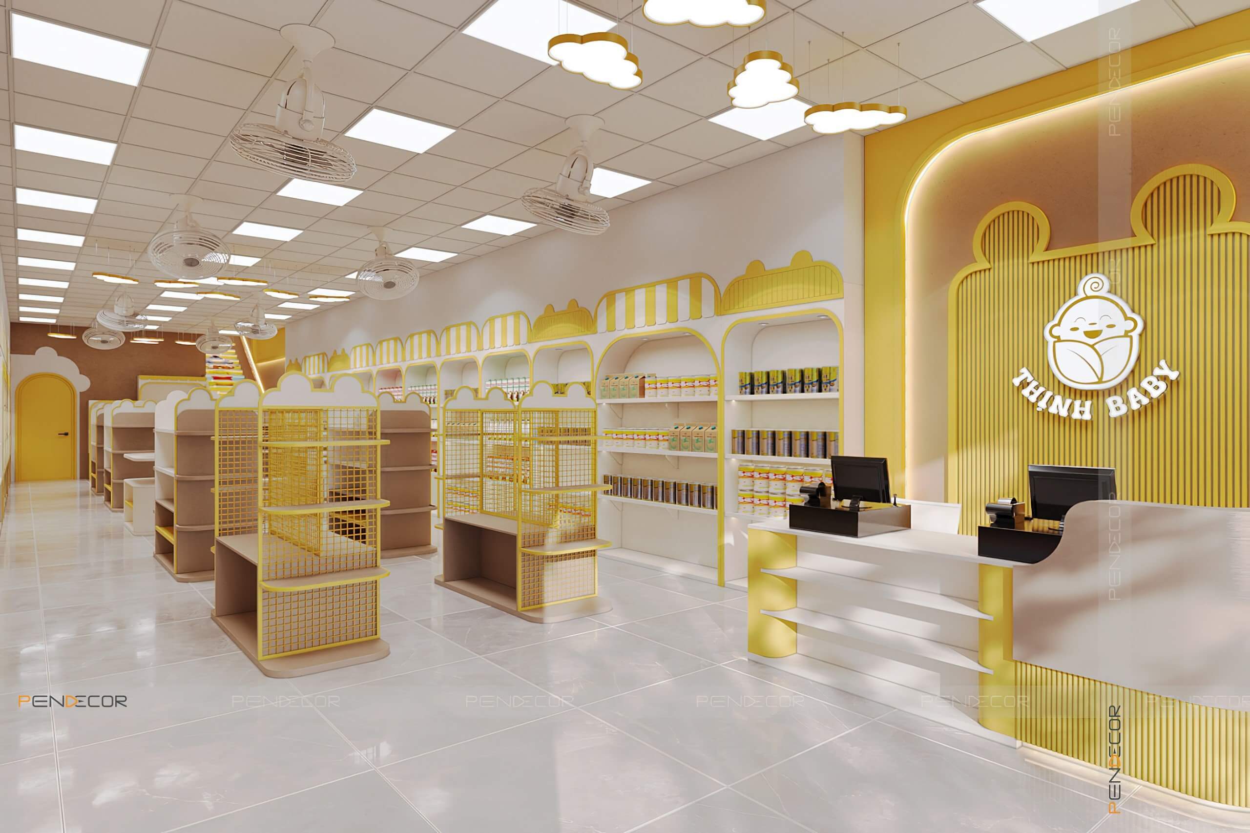thiết kế shop đồ sơ sinh Pendecor