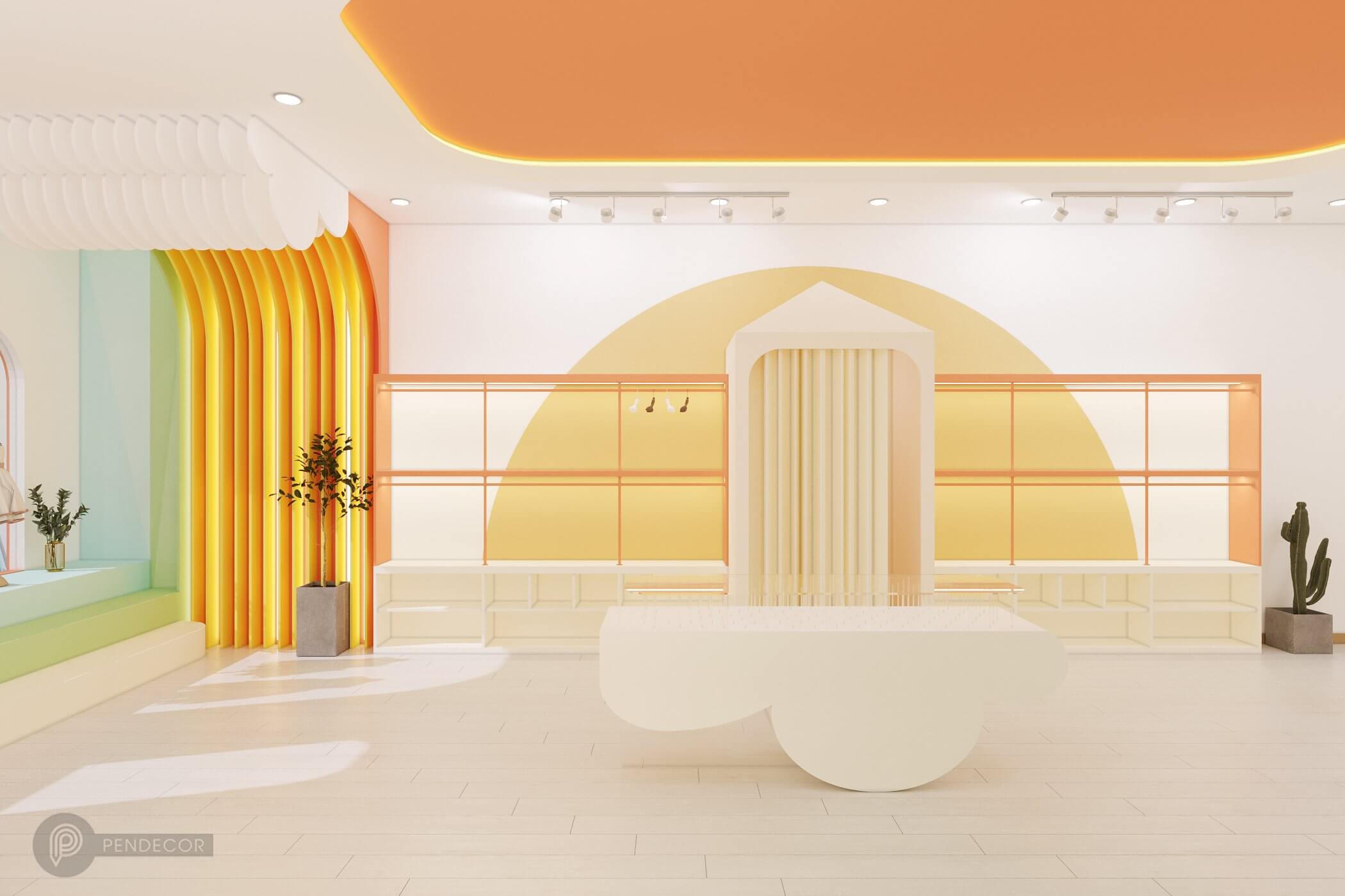 setup cửa hàng mẹ và be Pendecor