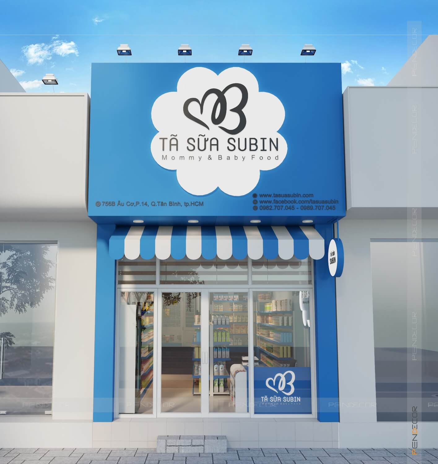 thiết kế shop mẹ và bé nhỏ Pendecor