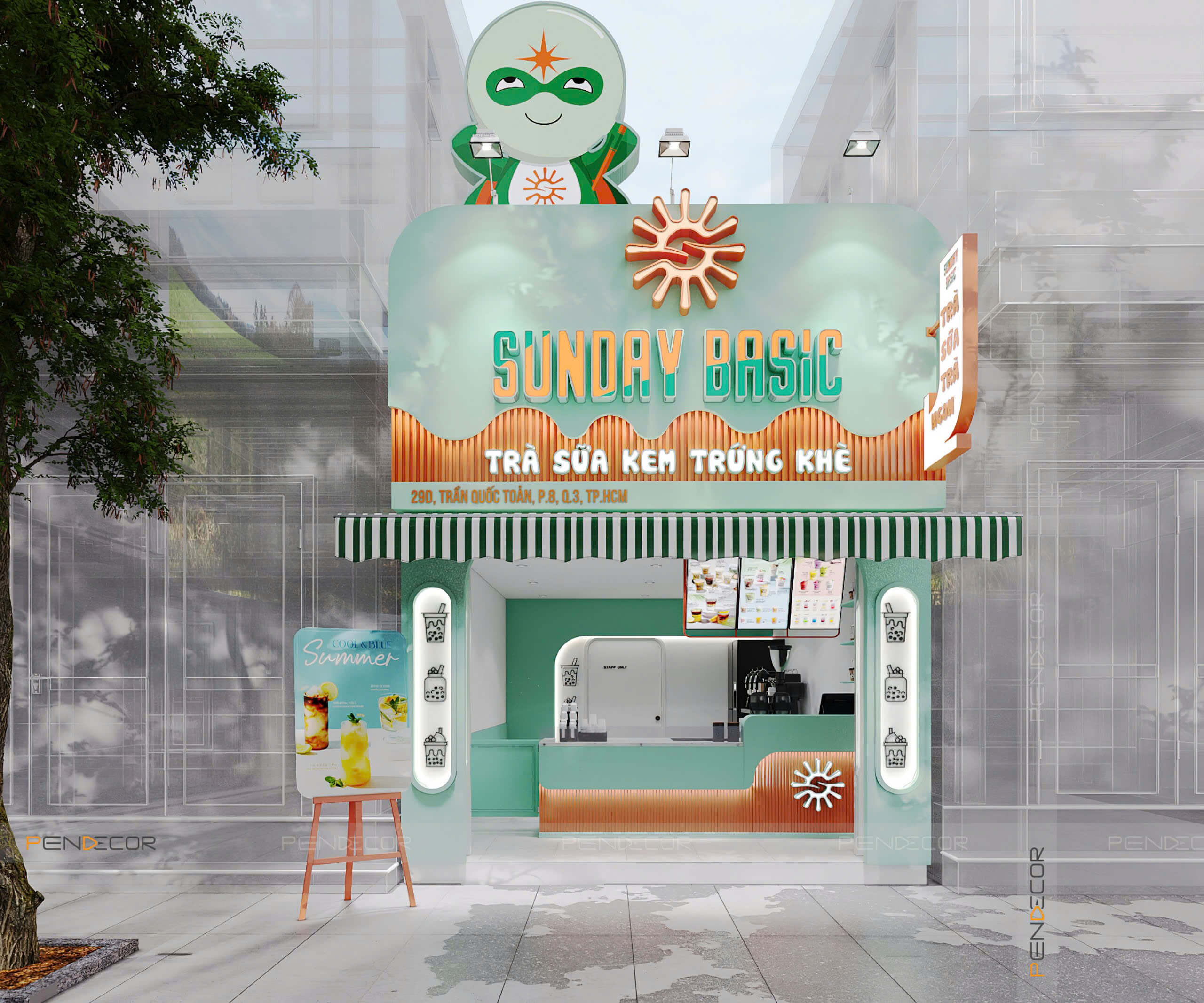 thiết kế cửa hàng 2 mặt tiền Pendecor