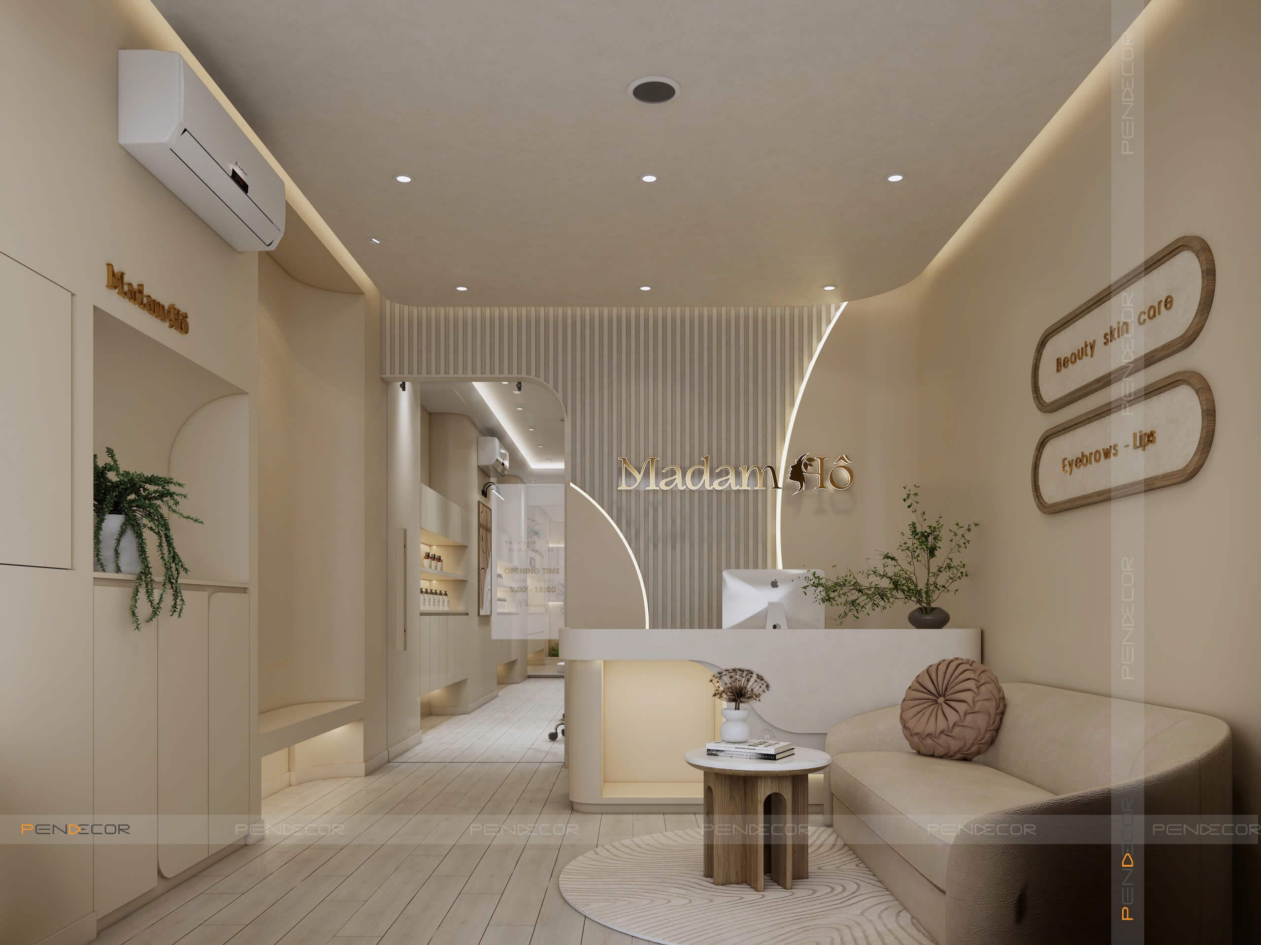 thiết kế quầy lễ tân spa Pendecor