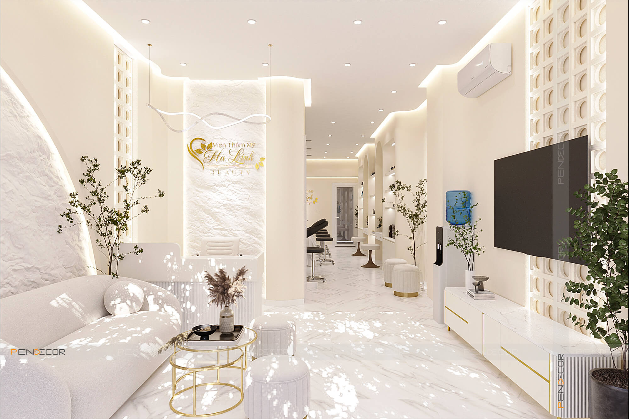 trang trí quầy lễ tân spa Pendecor