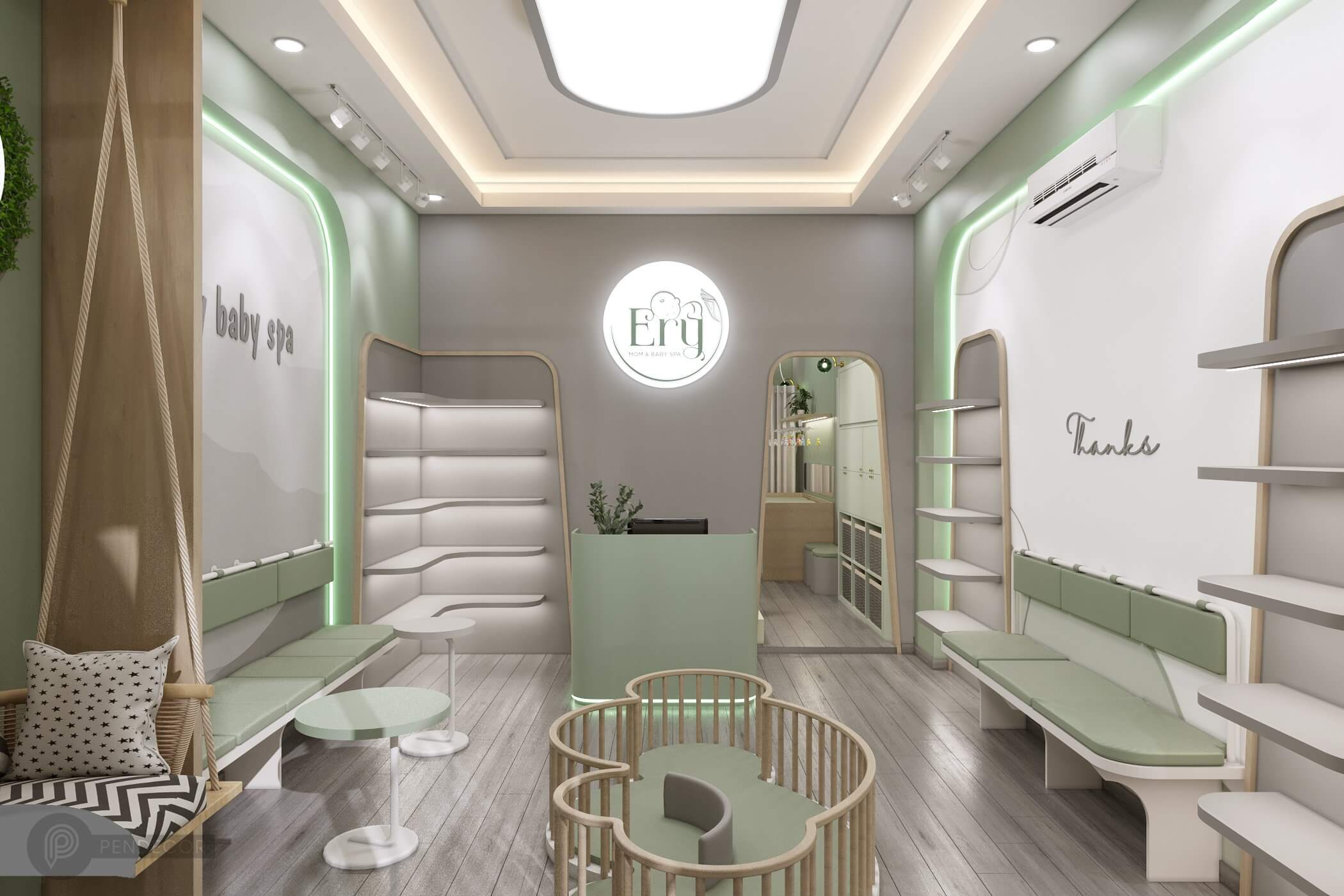 trang trí quầy lễ tân spa