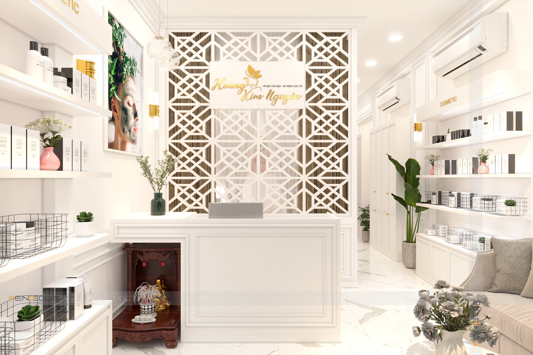 thiết kế quầy lễ tân spa Pendecor