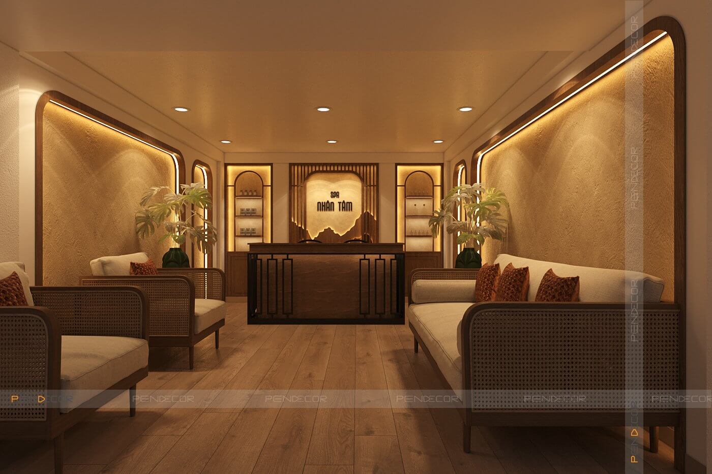 mẫu quầy lễ tân spa đẹp Pendecor
